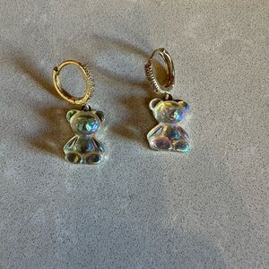 REVOLVE Crystal Bear Earrings dangle drop dainty lux gift girly dress shiny